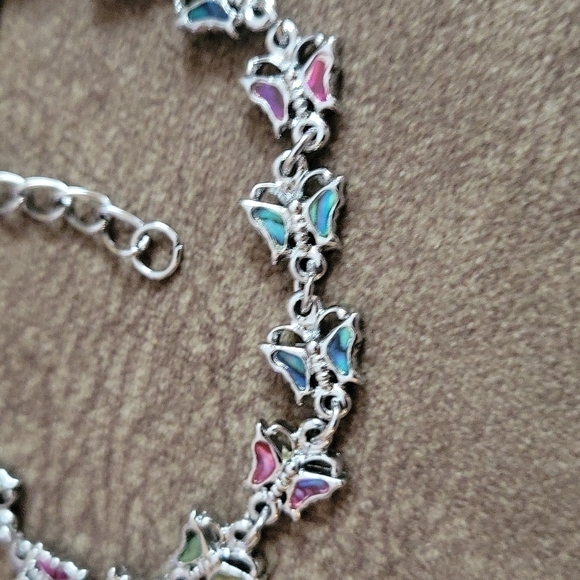 3/$30 VTG Paua Shell Abalone Butterfly Adjustable Chain Fairycore Bracelet - Picture 2 of 7